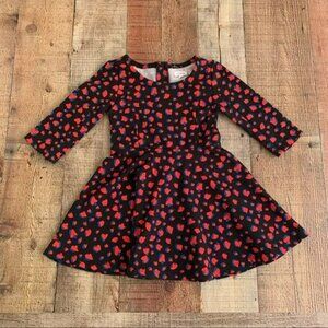 Fabkids girls long sleeve swirl dress in black with red and blue hearts - 3